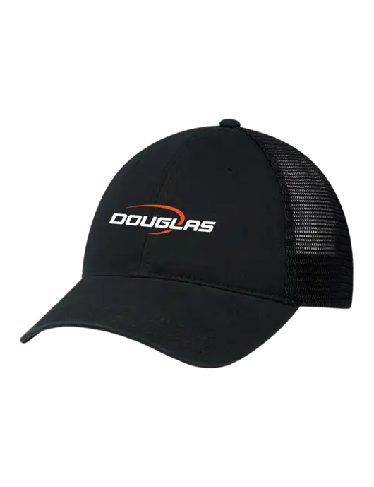 Richardson 111 Garment Washed Trucker Cap Black w/Black Mesh w/Douglas Machine Logo