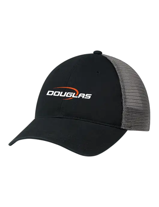 Richardson 111 Garment Washed Trucker Cap Black w/Charcoal Mesh w/Douglas Machine Logo