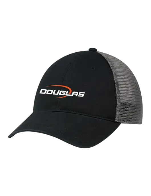 Richardson 111 Garment Washed Trucker Cap Black w/Charcoal Mesh w/Douglas Machine Logo