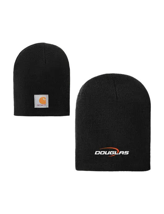 Carhartt Black Acrylic Knit Hat w/Douglas Machine Logo
