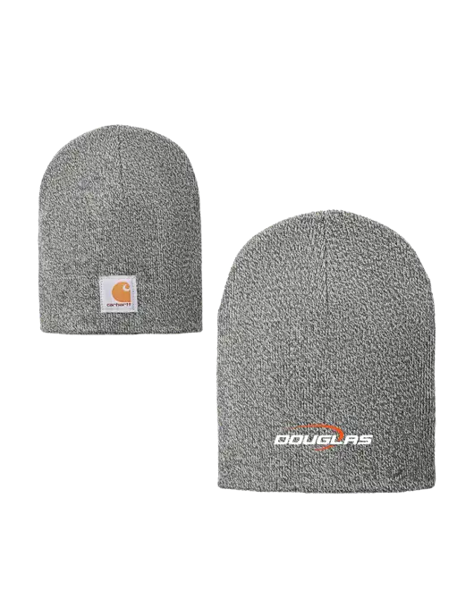 Carhartt Medium Grey Heather Acrylic Knit Hat w/Douglas Machine Logo