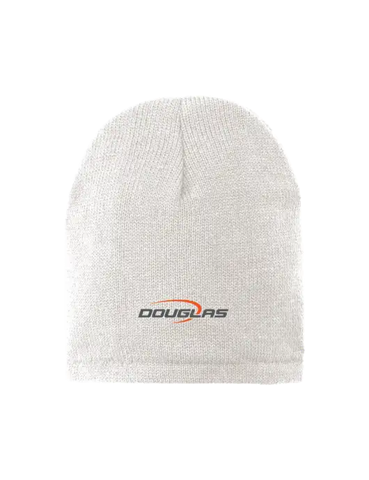 White Fleece-Lined Beanie Cap w/Douglas Machine Logo
