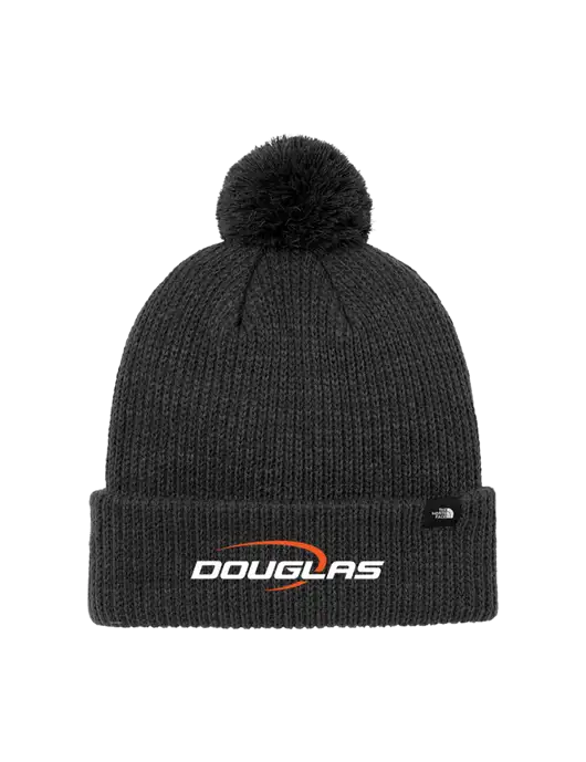 The North Face Black Heather Pom Beanie w/Douglas Machine Logo