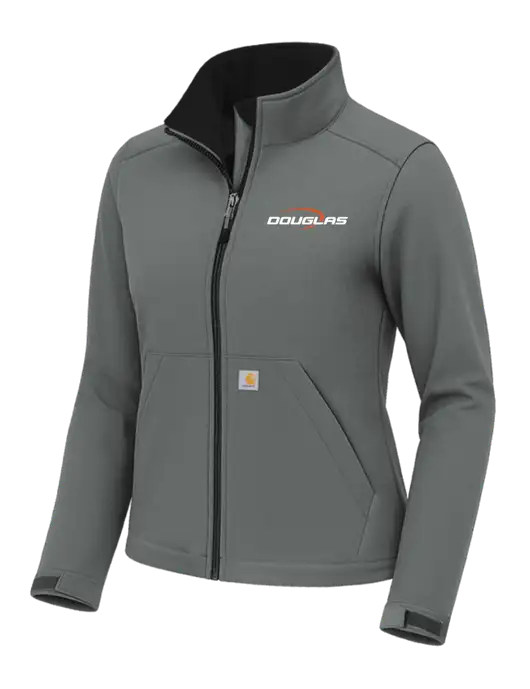 Carhartt Womens Rain Defender Dark Medium Grey Soft Shell Jacket w/Douglas Machine Logo
