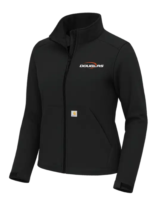 Carhartt Womens Rain Defender Black Soft Shell Jacket w/Douglas Machine Logo