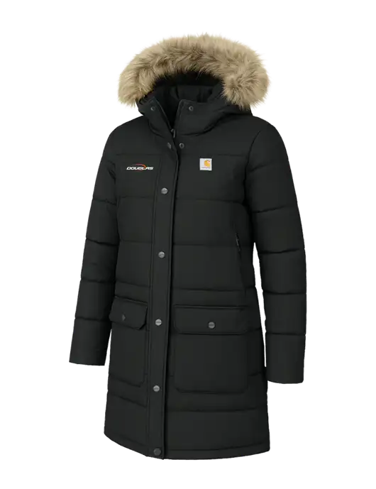 Carhartt Womens Montana Black Insulated Hooded Coat w/Douglas Machine Logo