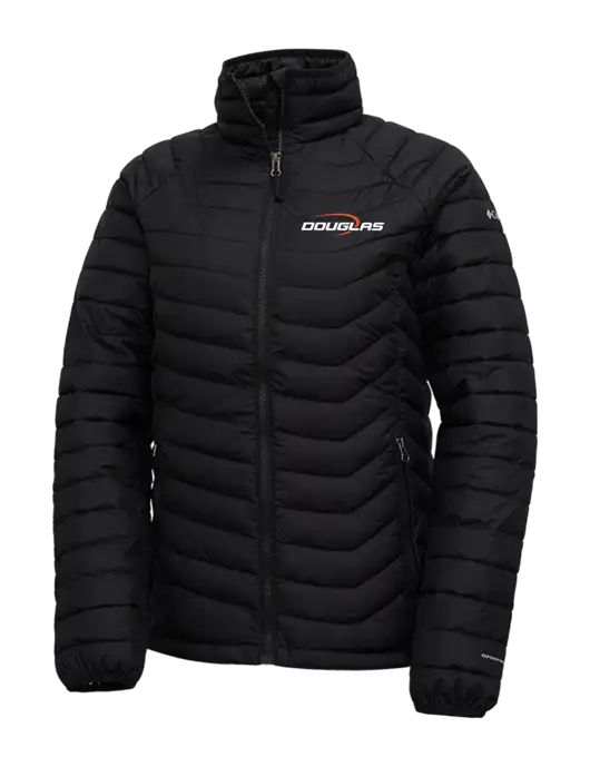 Columbia Black Womens Powder Lite Jacket w/Douglas Machine Logo