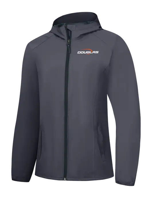 Womens Dark Grey Essential Rain Jacket w/Douglas Machine Logo
