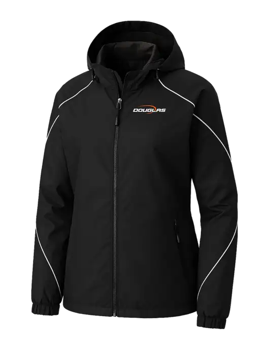 Womens Angle 3-in-1 Black Jacket with Fleece Liner w/Douglas Machine Logo, Douglas Machine Logo