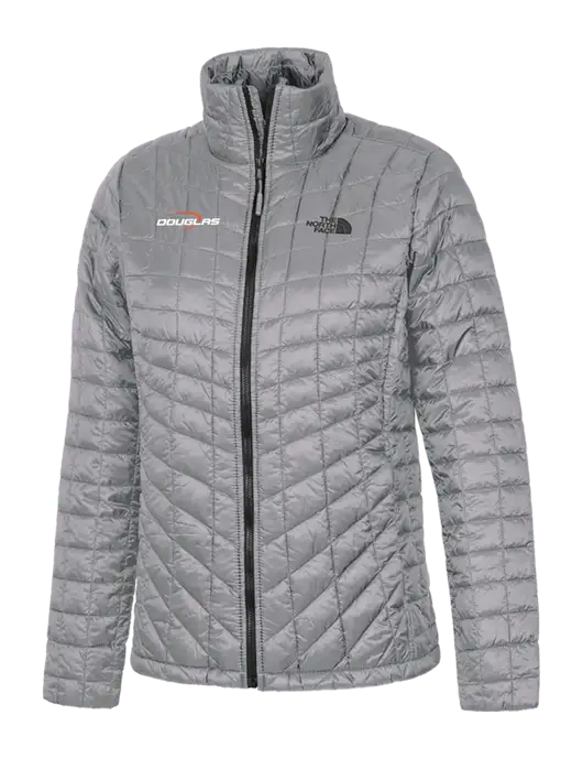 North Face Womens Medium Grey ThermoBall Trekker Jacket w/Douglas Machine Logo