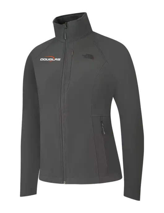 North Face Womens Medium Grey Apex Barrier Soft Shell Jacket  w/Douglas Machine Logo