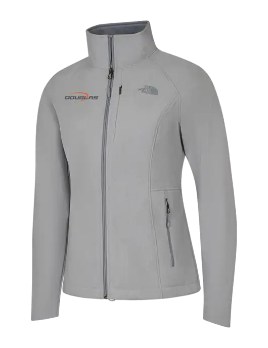 North Face Womens Light Grey Heather Apex Barrier Soft Shell Jacket  w/Douglas Machine Logo