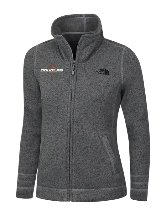 North Face Womens Medium Grey Heather Sweater Fleece Jacket w/Douglas Machine Logo