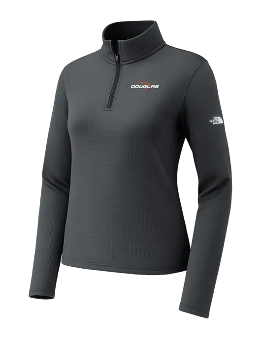 The North Face Womens Aim 1/4-Zip Charcoal Grey Fleece w/Douglas Machine Logo