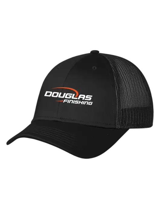 Black Mesh Trucker Cap Snap Back w/Douglas Finishing Logo