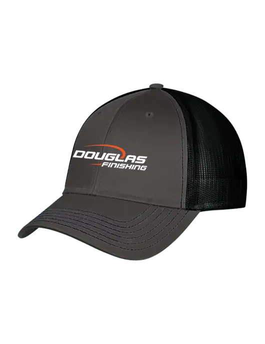 Charcoal & Black Mesh Trucker Cap Snap Back w/Douglas Finishing Logo