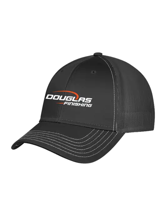 Charcoal Grey Mesh Trucker Cap Snap Back w/Douglas Finishing Logo
