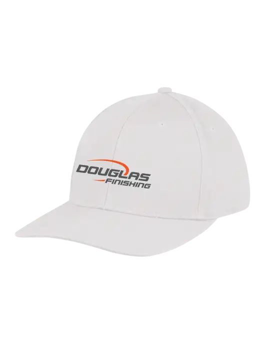 Premium Modern Structured Twill White Snapback Cap w/Douglas Finishing Logo