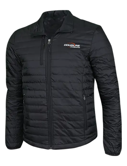 Deep Black Puffy Packable Jacket w/Douglas Finishing Logo