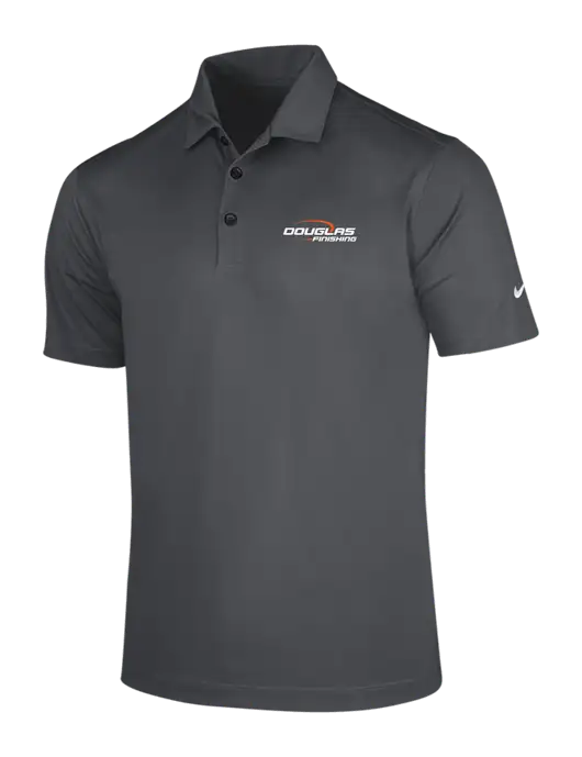 NIKE Dark Grey Dri-Fit Vertical Mesh Polo w/Douglas Finishing Logo