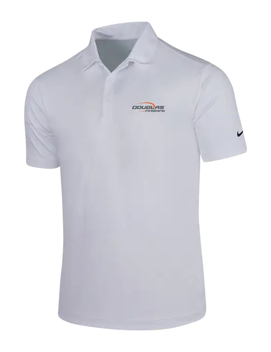 NIKE White Dri-Fit Vertical Mesh Polo w/Douglas Finishing Logo