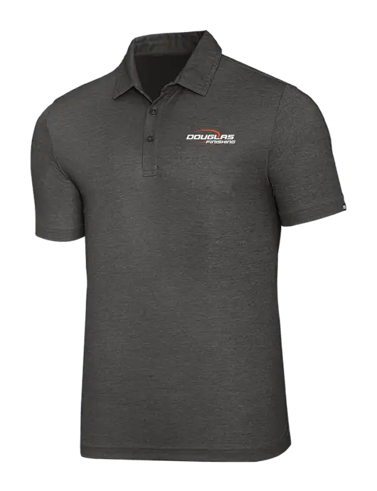 TravisMathew Black Heather Oceanside Polo w/Douglas Finishing Logo
