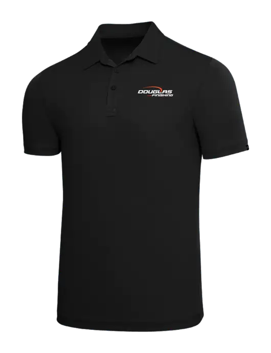 TravisMathew Black Solid Oceanside Polo w/Douglas Finishing Logo