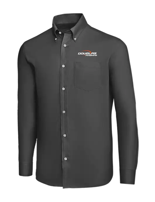 Brooks Brothers Dark Grey Wrinkle-Free Stretch Nailhead Shirt w/Douglas Finishing Logo