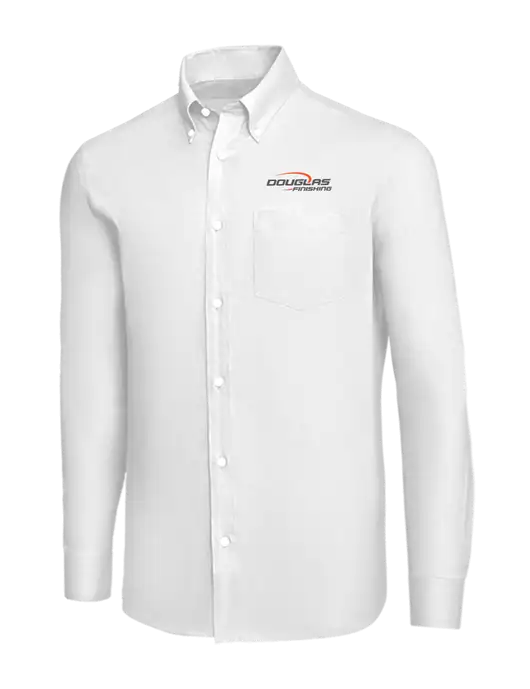 Brooks Brothers White Wrinkle-Free Stretch Nailhead Shirt w/Douglas Finishing Logo
