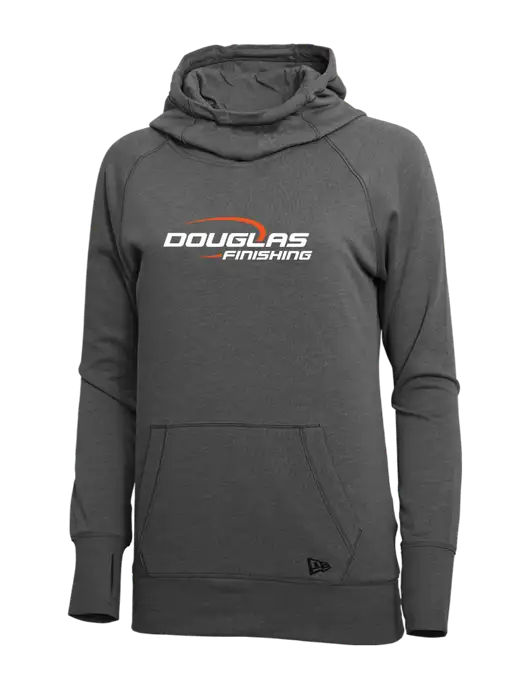 New Era Black Heather Womens Tri-Blend Fleece Pullover Hoodie w/Douglas Finishing Logo