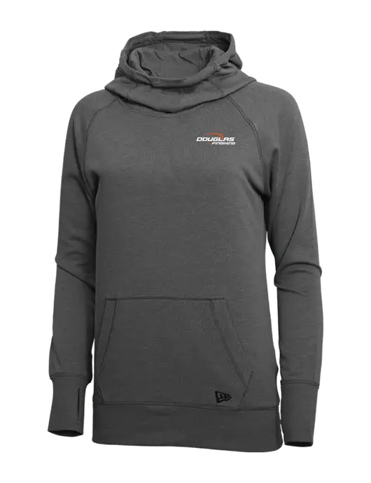 New Era Black Heather Womens Tri-Blend Fleece Pullover Hoodie w/Douglas Finishing Logo