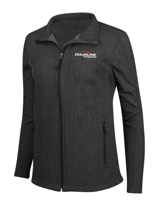 Black Charcoal Heather Womens Core Soft Shell Jacket w/Douglas Finishing Logo