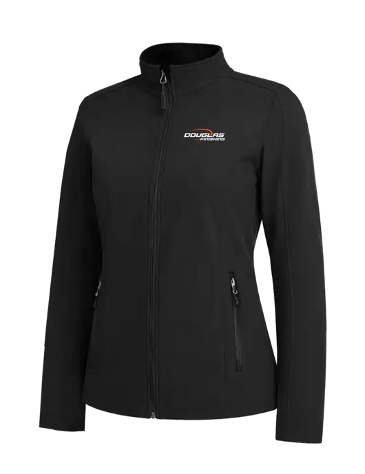 Black Womens Core Soft Shell Jacket w/Douglas Finishing Logo