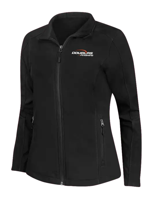 Black Womens Core Soft Shell Jacket w/Douglas Finishing Logo
