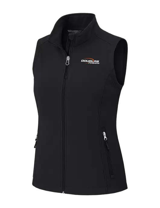 Black Womens Core Soft Shell Vest w/Douglas Finishing Logo