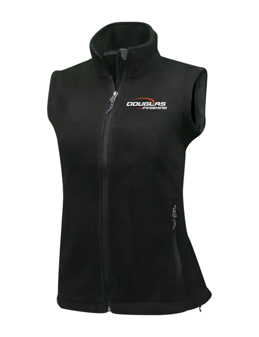 Womens Black Fleece Vest w/Douglas Finishing Logo