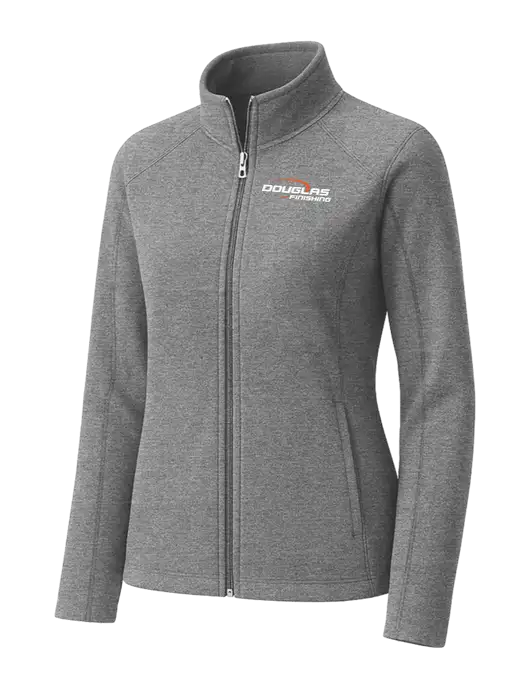 Medium Grey Womens Heather Microfleece Full-Zip Jacket w/Douglas Finishing Logo