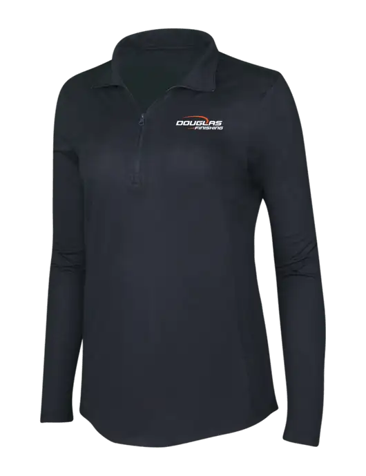 Black Triad Solid Womens Posicharge Tri-Blend Wicking 1/4 Zip Pullover w/Douglas Finishing Logo