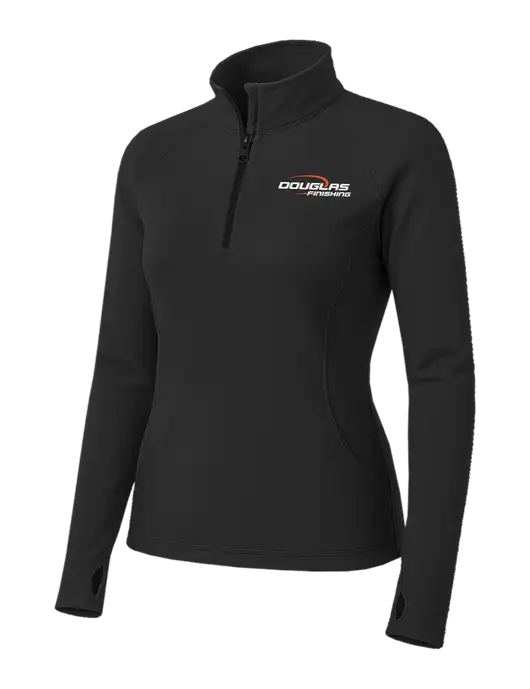 Charcoal Grey Womens Sport Wick Stretch 1/4 Zip Pullover w/Douglas Finishing Logo