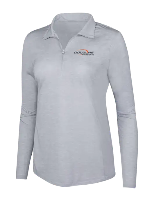 Light Grey Heather Womens Posicharge Tri-Blend Wicking 1/4 Zip Pullover w/Douglas Finishing Logo