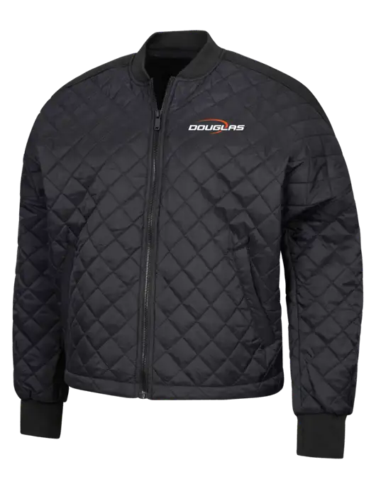 Mercer+Mettle Black Womens Boxy Quilted Jacket w/Douglas Machine Logo