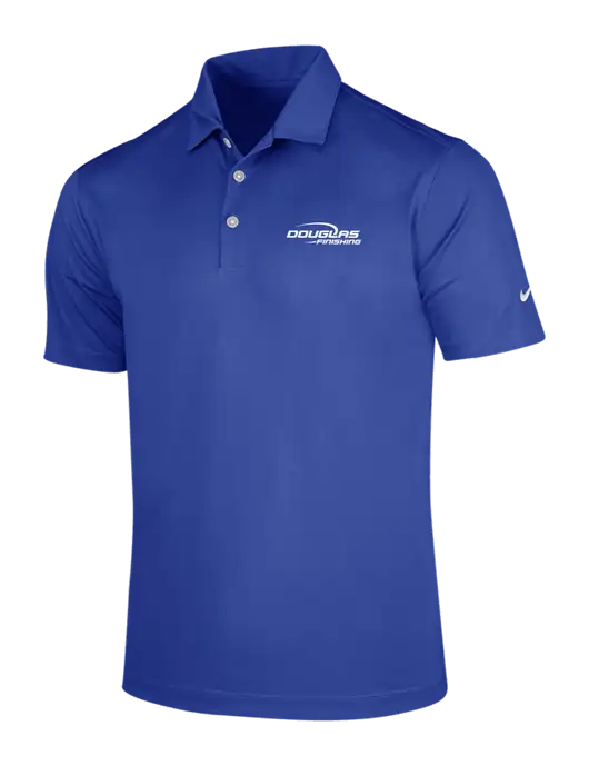 NIKE Dark Royal Dri-Fit Vertical Mesh Polo w/Douglas Finishing Logo