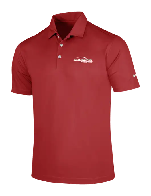 NIKE Red Dri-Fit Vertical Mesh Polo w/Douglas Finishing Logo