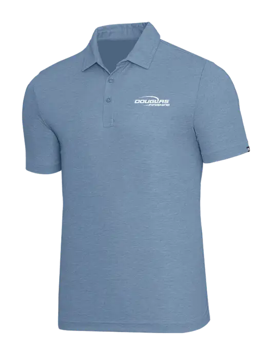 TravisMathew Slate Blue Heather Oceanside Polo w/Douglas Finishing Logo