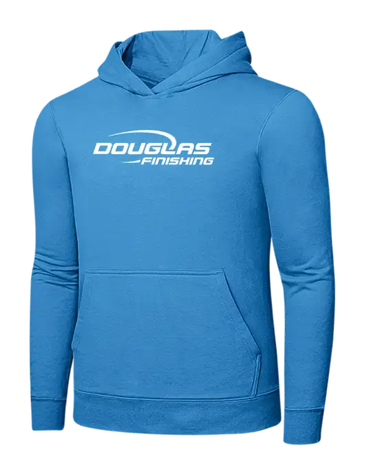 Light Aqua Blue 7.8 oz Ring Spun Hooded Sweatshirt w/Douglas Finishing Logo