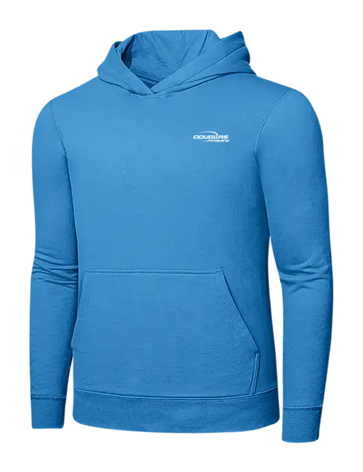 Light Aqua Blue 7.8 oz Ring Spun Hooded Sweatshirt w/Douglas Finishing Logo