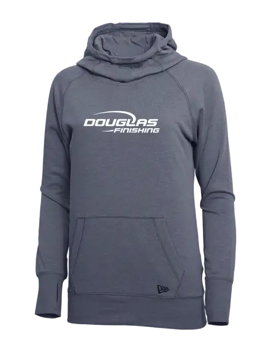 New Era True Navy Heather Womens Tri-Blend Fleece Pullover Hoodie w/Douglas Finishing Logo