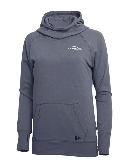 New Era True Navy Heather Womens Tri-Blend Fleece Pullover Hoodie w/Douglas Finishing Logo