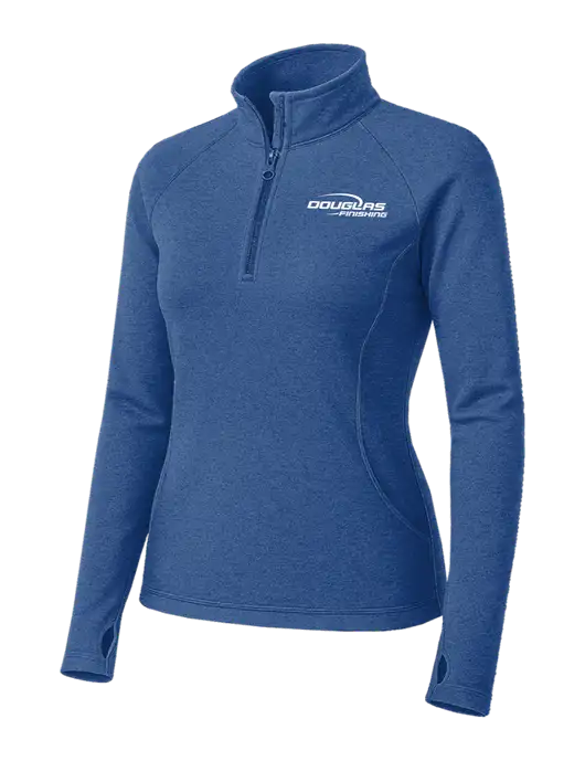 Royal Heather Womens Sport Wick Stretch 1/4 Zip Pullover w/Douglas Finishing Logo