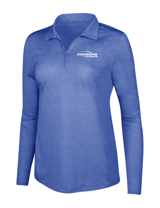 True Royal Heather Womens Posicharge Tri-Blend Wicking 1/4 Zip Pullover w/Douglas Finishing Logo